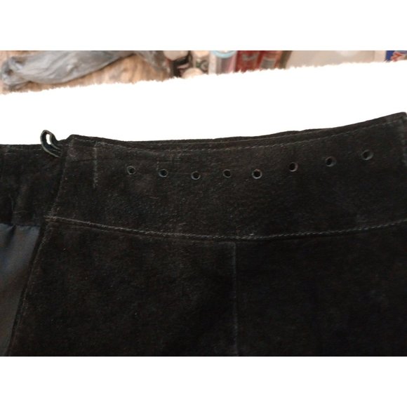 VTG Lariat Leather Skirt Womens Sz M Black Suede Leather Fringe Western USA MADE - Picture 5 of 6
